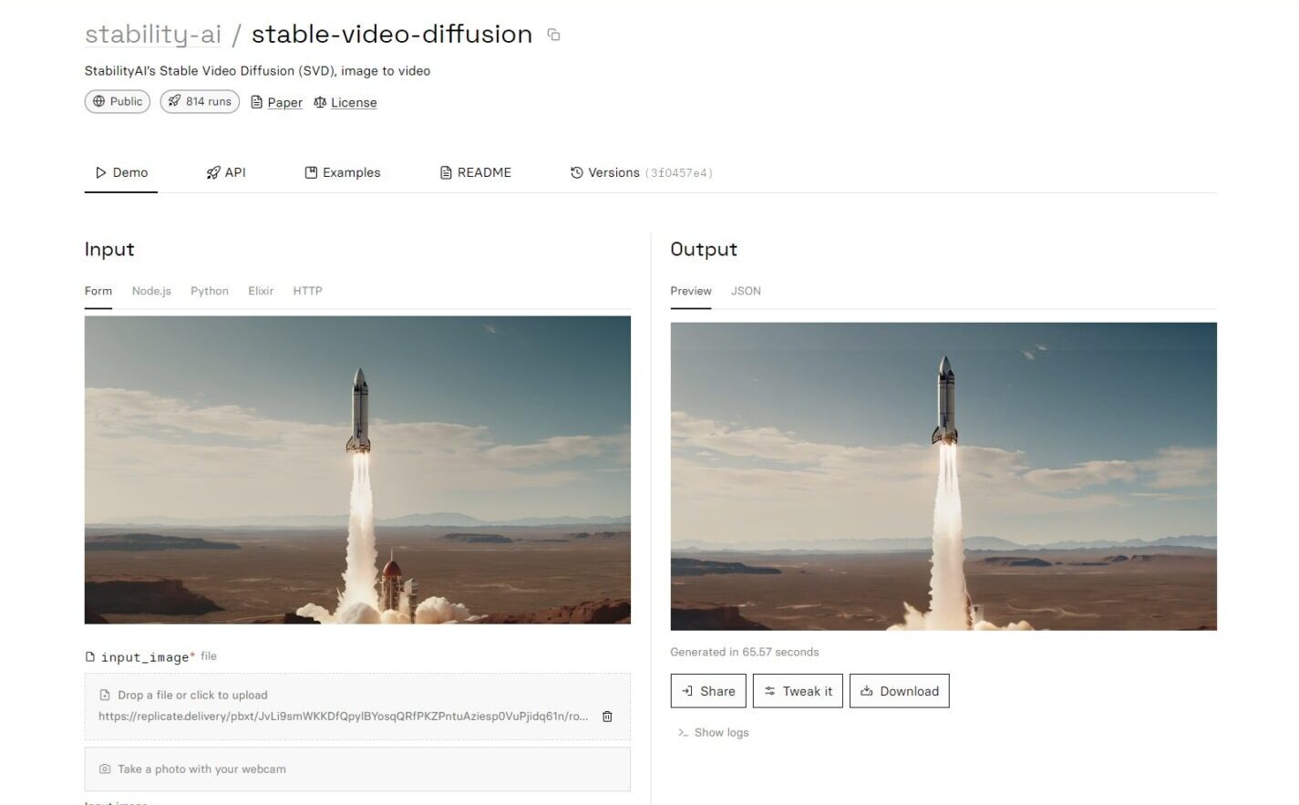 Stable Video Diffusion 穩定的圖片轉動畫Demo